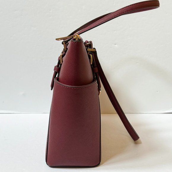 Michael Kors Charlotte Large Top Zip Shoulder Tote Bag Dark Cherry - Picture 6 of 14